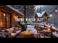 Winter Porch Coffee Shop Jazz ❄ Cozy Snowy Ambience & Relaxing Winter Jazz for Study, Work