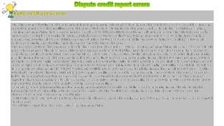 How to : Dispute credit report errors