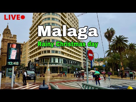 LIVE Rainy Christmas In Malaga Live Walking Tour Through The City 