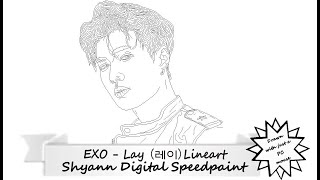 Exo Lay 레이 Speed Lineart Painting Part 12