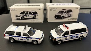 596 NYPD Port Authority Police Chevrolet Suburban and NY Sheriff Chevy Express ￼van 1/64 scale