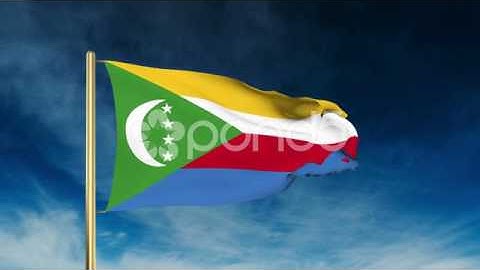 Comoros Flag Slider Style. Waving In The Wind With Cloud Background Animation