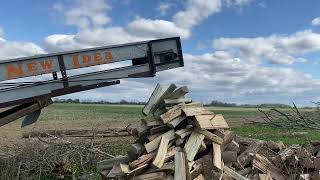 Hay elevator converted to wood elevator with electric motor before I converted it to gas engine