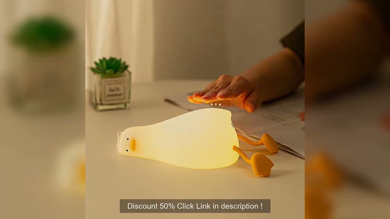 Duck Rechargeable LED Night Light Pat Silicone Lamp Bedside Cartoon Cute Children Nightlights for Ho
