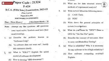 BCA 5TH SEM SOFTWARE ENGINEERING 2023 | MJPRU