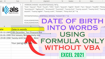 Convert date of birth into Words in Microsoft Excel 2021 using only formula without VBA