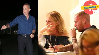 Rita Wilson seems to get a bit emotional while having dinner with Son Chet Hanks and Tom Hanks!!!