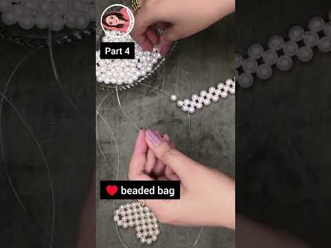 heart shaped beaded bag part 4 #beadedbag #heartbag #youtubeshorts