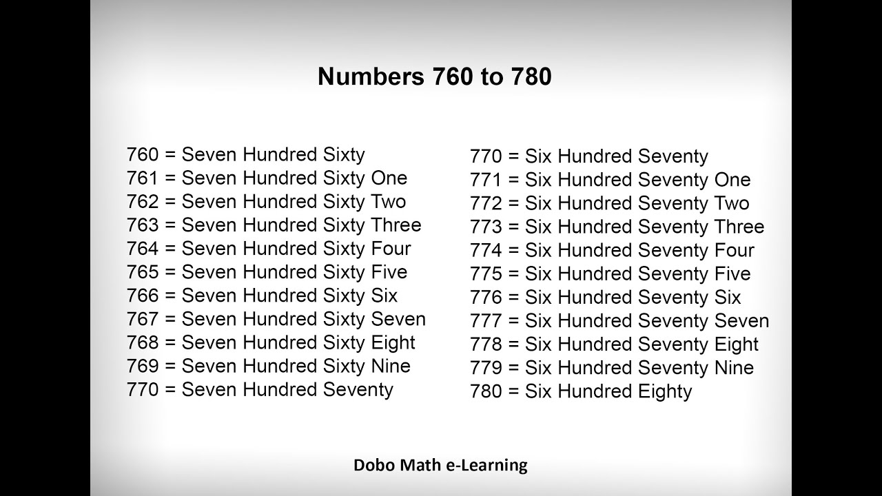 Numbers 760 to 780 - YouTube
