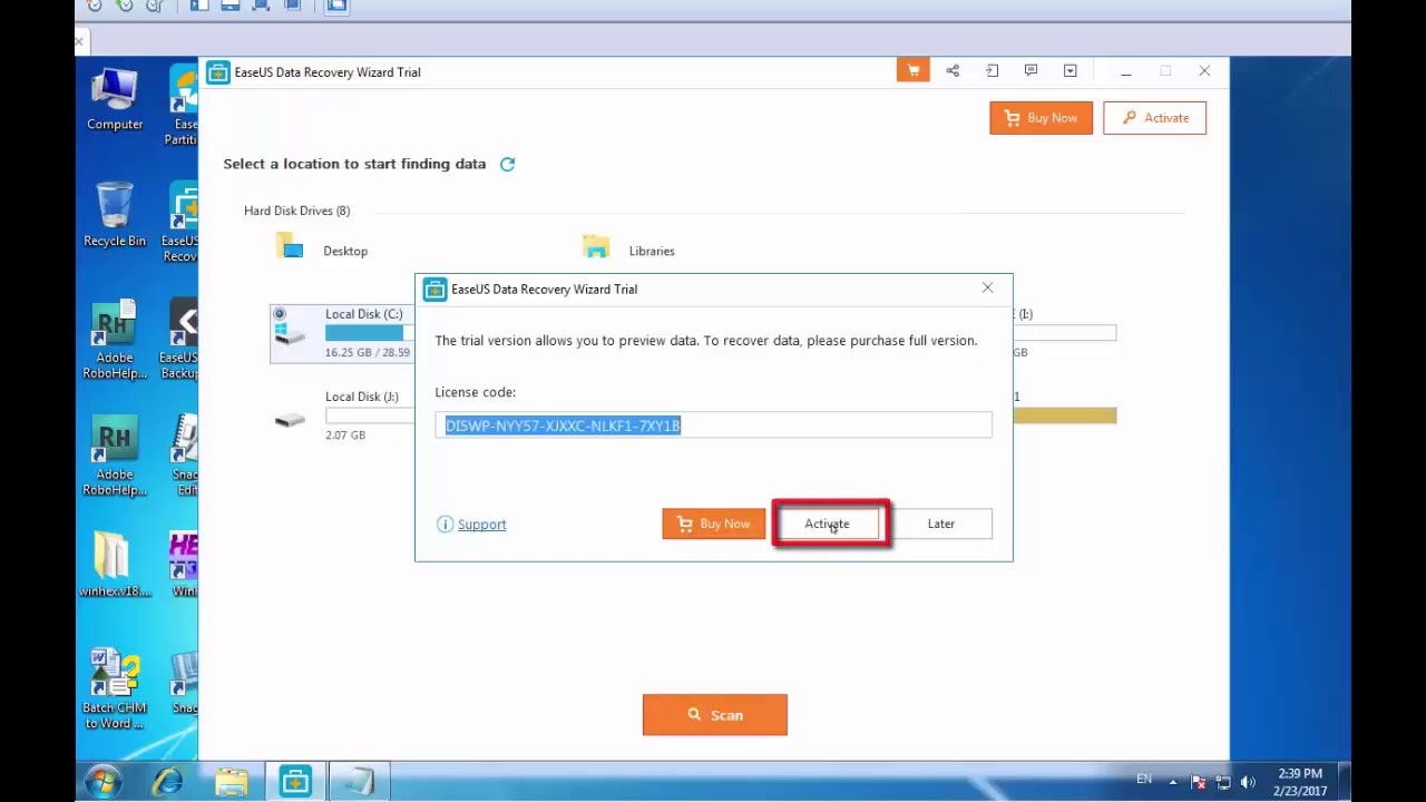 easeus data recovery wizard trial free license code