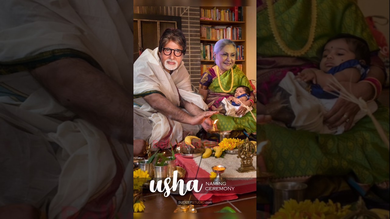 Amitabh bachchn Jaya Bachchan doing Aishwarya Rai new born baby girl Naamkaran