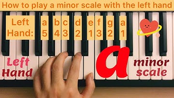 Piano Lesson 82: How to play a minor scale with the left hand (15 times play along) tutorial