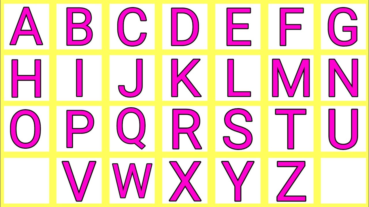 English Alphabet A to Z | Pink Letters with Yellow Box | ABC Learning for Kids