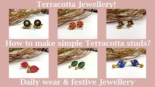 Six pairs of Easy & festive Terracotta studs | How to make | 6 pairs of studs | #terracottajewellery