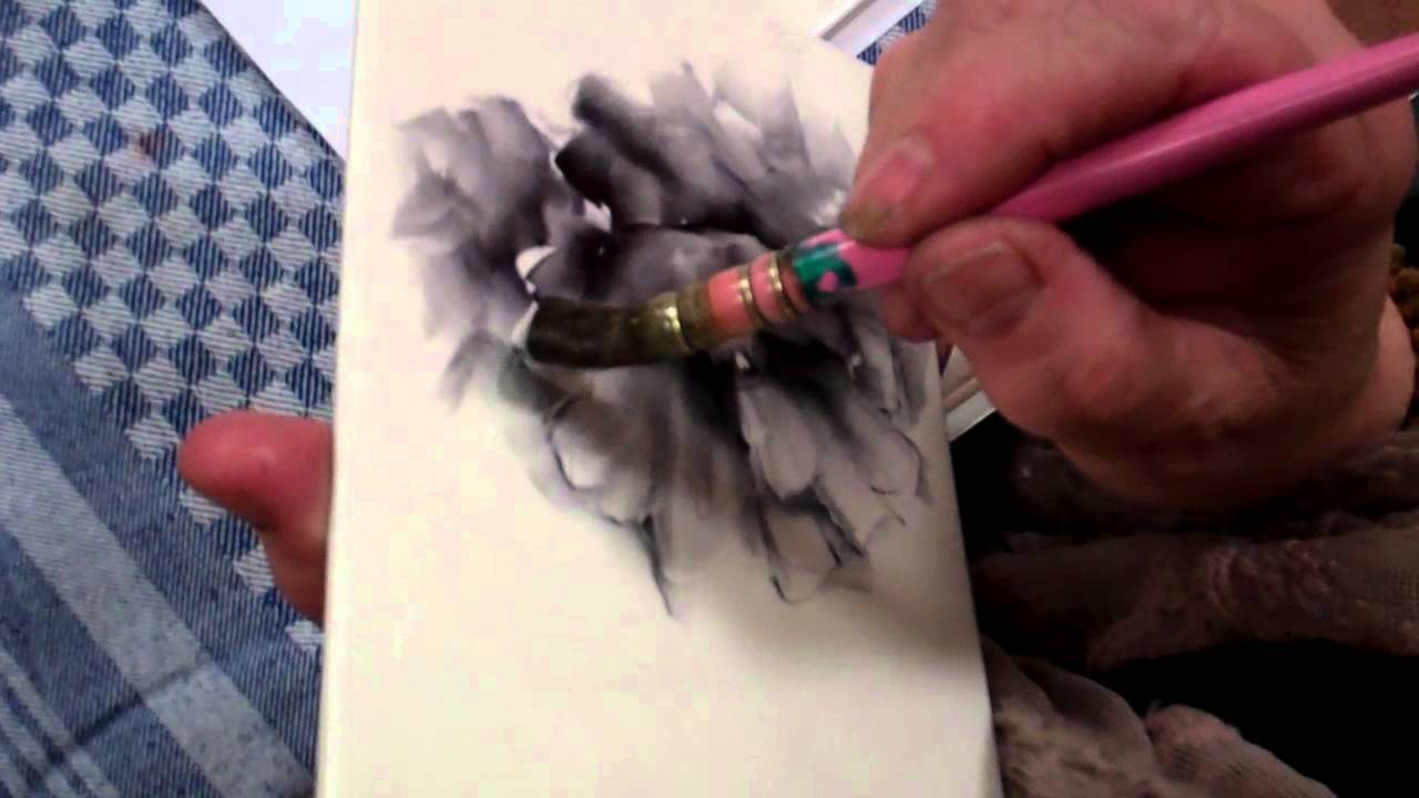 Porcelain Painting a Black Poppy by Chris Ryder