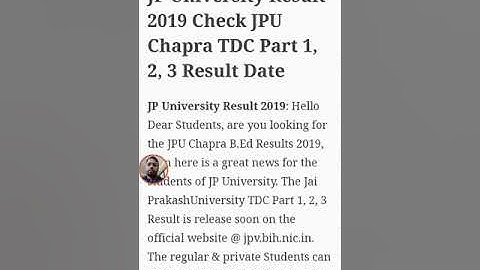 JP University Result 2019 Check JPU Chapra TDC Part 1, 2, 3 Result Date