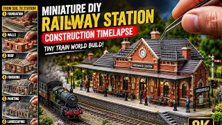 Miniature DIY Railway Station Construction Timelapse | Tiny Train World Built from Scratch in 8K
