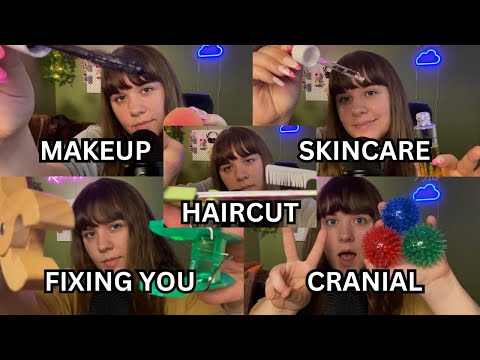 ASMR 5 Minute Roleplay Compilation 🥱❤️(cranial, haircut, makeup, skincare, fixing you)