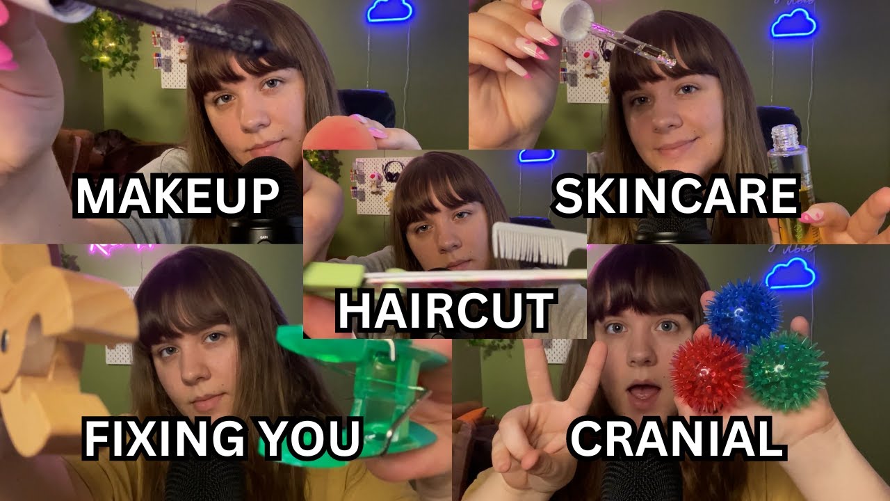 ASMR 5 Minute Roleplay Compilation 🥱❤️(cranial, haircut, makeup, skincare, fixing you)
