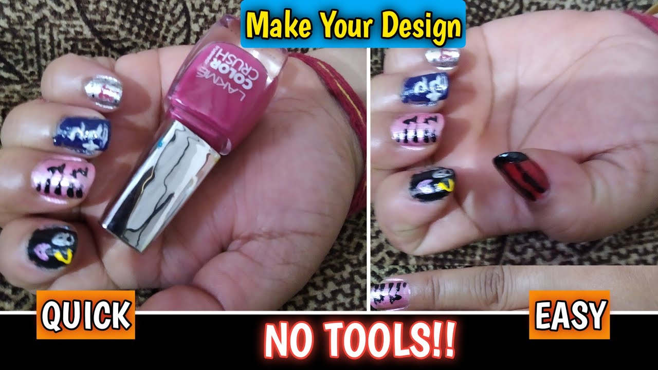 Five Easy Nail Hacks To Do At Home Nail Art Tutorial *No Tools* YouTube