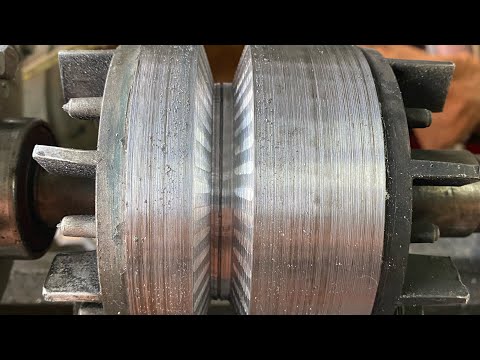 Machining a v belt pulley groove in a motor rotor, finishing the angle cuts and the next step