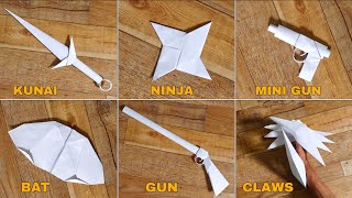 How to Make Paper Kunai, Ninja Star, Mini Gun, Bat & Claws | Easy DIY Paper Crafts screenshot 3