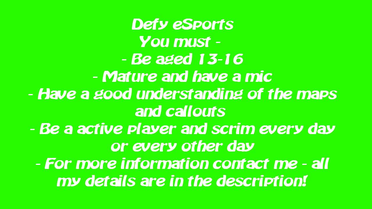 Defy eSports - Recruiting - Competitive Call of Duty Team