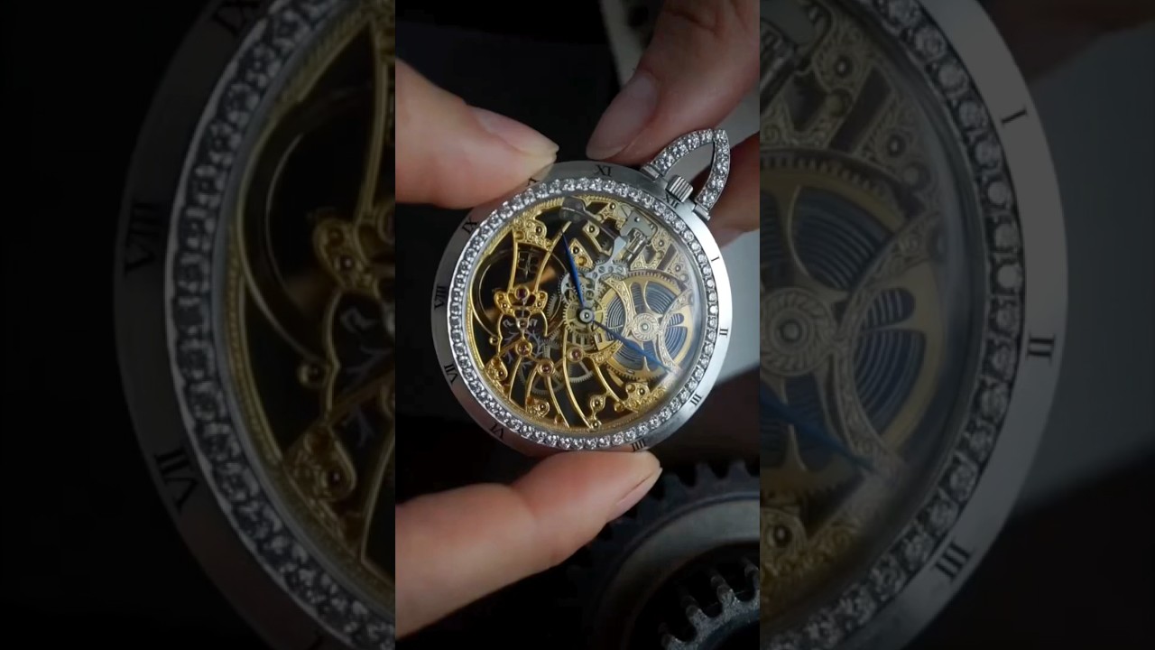 Audemars Piguet Openworked 18k White Gold & Diamond Pocket Watch 1970s