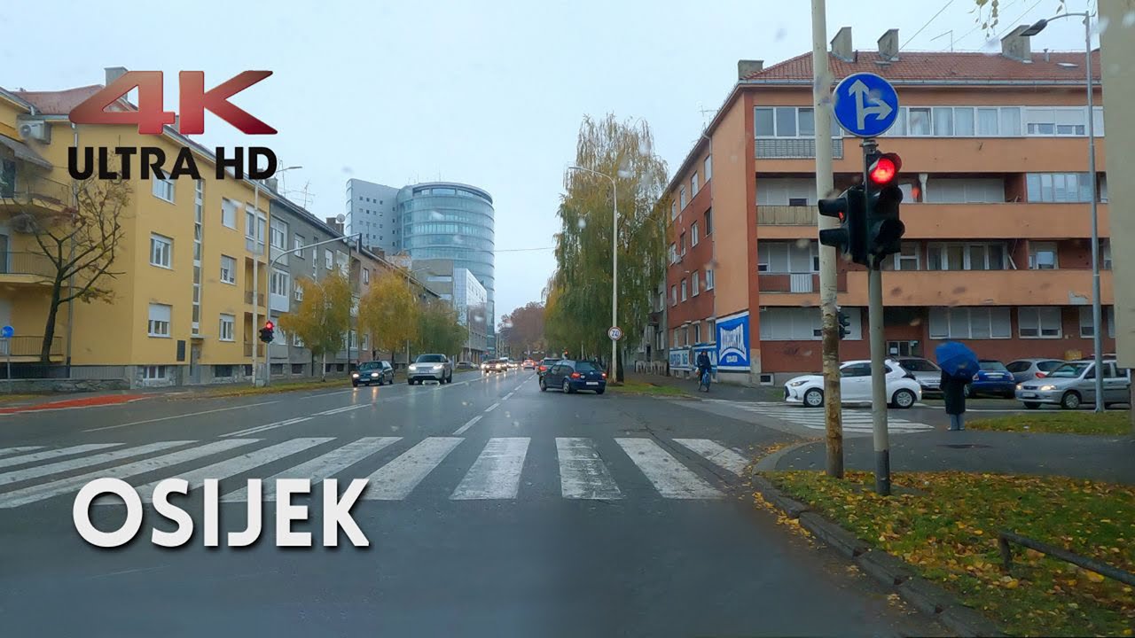 Kišna Vožnja kroz Osijek 4K – Opuštajući Dan u Slavonskom Gradu (21.11.2025.)
