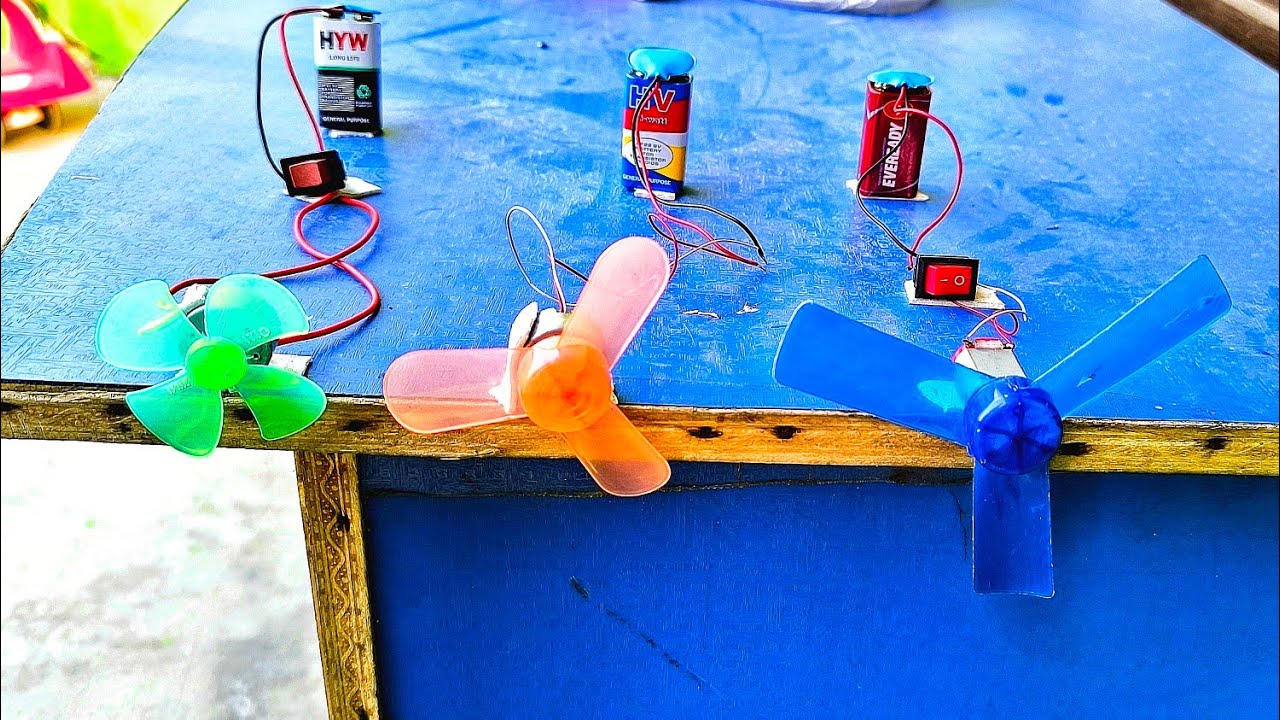 3 Dc Motor in Series with 2  Switch On Off One Motor Direct Battery Connection - Amazing Project