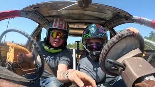 Cayla and Bryan in Ava youth compact demolition derby Isle of Wight spring fest 2024