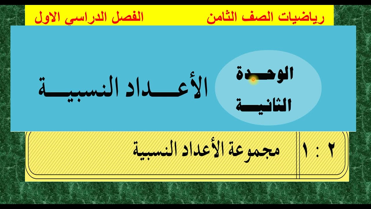رياضيات ثامن   الوحدة الثانية  - الدرس  ( 1 ) الأعداد النسبية