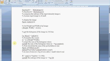 Entropy Function in Matlab