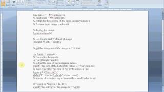 Entropy Function in Matlab