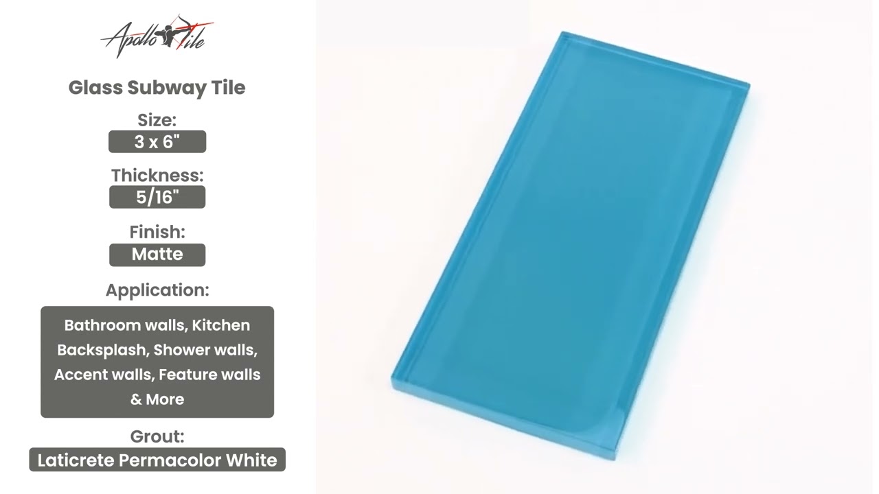 40 pack Sapphire Blue 3 in  x 6 in  Polished Glass Mosaic Tile APLA88042 3X6A