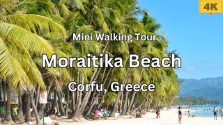 🏖️Moraitika Beach, Corfu, Greece | Mini evening walking tour 4K | June 2023