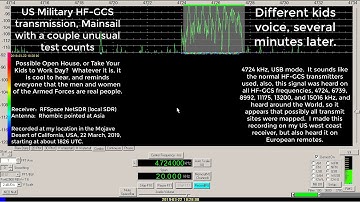 Test Count on HF-GCS, Kids Voices, 4724 kHz, USB mode, 22 March, 2019, 1826 UTC