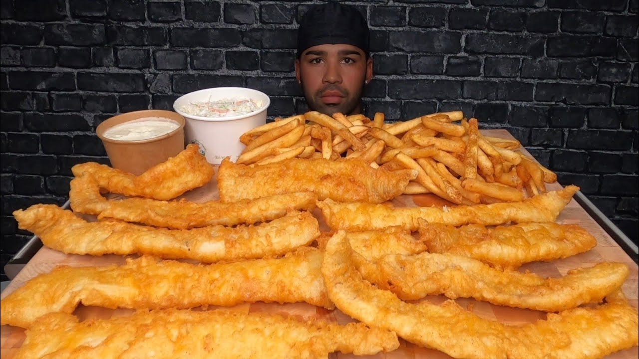 (ASMR NO TALKING) FISH & CHIPS MUKBANG