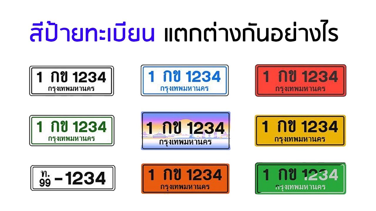 ตัว ย่อ ทะเบียน รถ  New Update  สีป้ายทะเบียน มีความหมาย