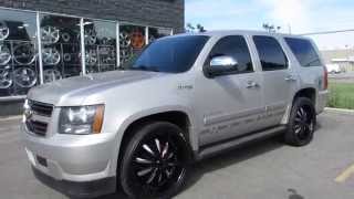 HILLYARD RIM LIONS 2008 CHEVROLET TAHOE HYBRID WITH CUSTOM 24 INCH RIMS & TIRES BLACK & CHROME 2008 Chevrolet Tahoe Wheels