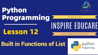 Built in Functions of List || List in Python || Python Programming Tutorials for Beginners