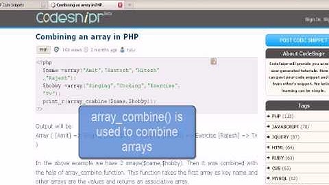 PHP Tutorial : array combine