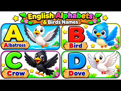 Birds Names A to Z in English 🐦 | Learn Bird Names for Kids | English Alphabets | PRINIT