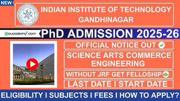 IIT Gandhinagar PhD Admission 2025-26: Semetser 2, Eligibility, Last Dates & Institute Fellowship