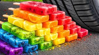 8 Minutes Best Crushing Experiments! Car vs Crunchy Rainbow Giant Slime Baluns & Soft Things By Car