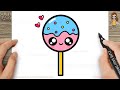 How to draw a cute easy lollipop for kids step by step