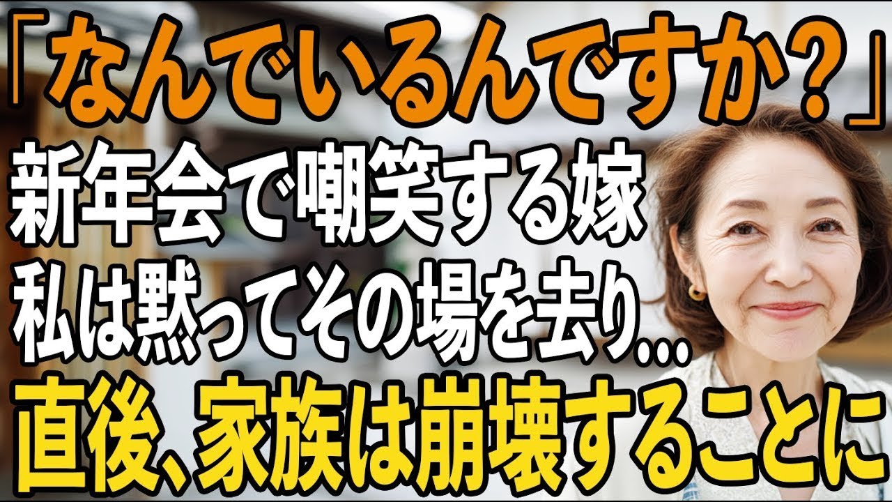 「お義母さん、なんでいるんですか？」新年会で、嫁と親族8人に笑われ、私は黙ってその場を去った。直後、鳴り響いた電話で家族は崩壊することに→実は…【シニアライフ】【60代以上の方へ】