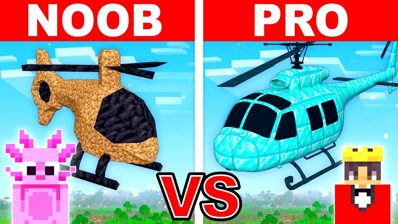 Mongo and Axy HELICOPTER Build Challenge in Minecraft!