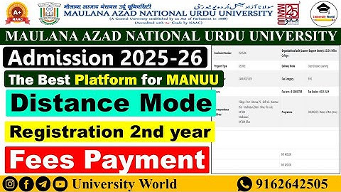Manuu Distance 2nd Year Registration Fees Payment 2025 | @UniversityWorld 