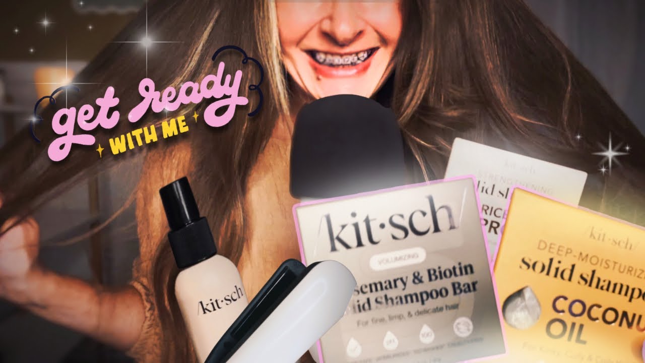Get Ready With Me ✨Kitsch Hair Care Routine | Beauty Haul + How I Curl My Hair 